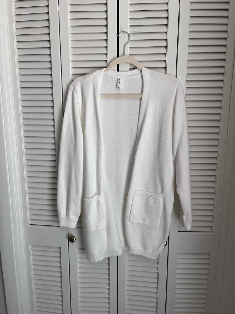 Amazon White Open-Front Pocket Cardigan Sweater